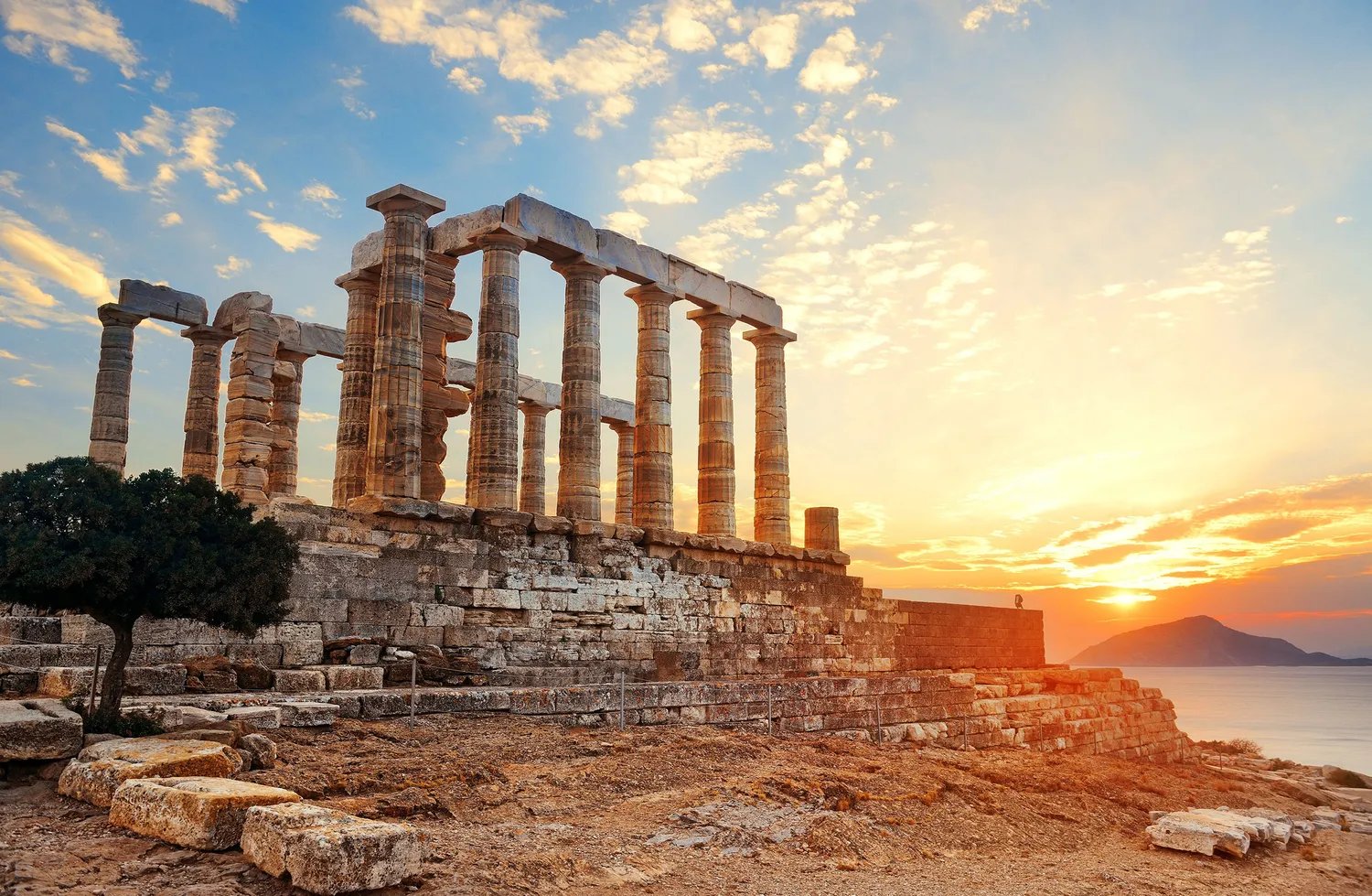 Poseidónův chrám a prohlídka mysu Sounion při západu slunce – prohlídka pobřeží při západu slunce